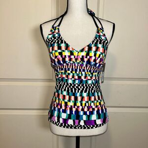 NWT Apt 9 Women's Brightly Colored Geometric Print Tankini Top Sz. M
